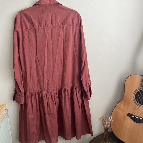 Frank & Eileen Grayson The Changemaker Pink Drop Waist Shirt Dress Red Small - Picture 9 of 10